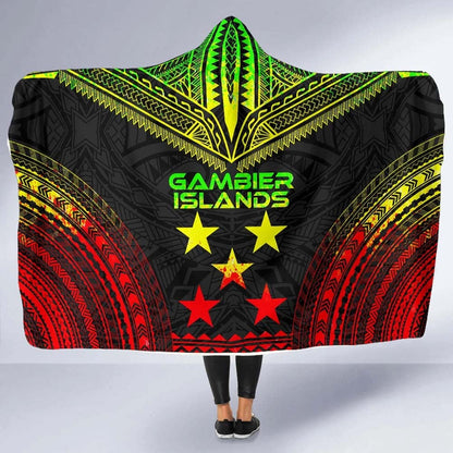 Gambier Islands Polynesian Chief Hooded Blanket - Reggae Version