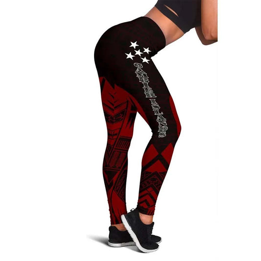 Gambier Islands Polynesian Legging - Polynesian Tattoo Red Version