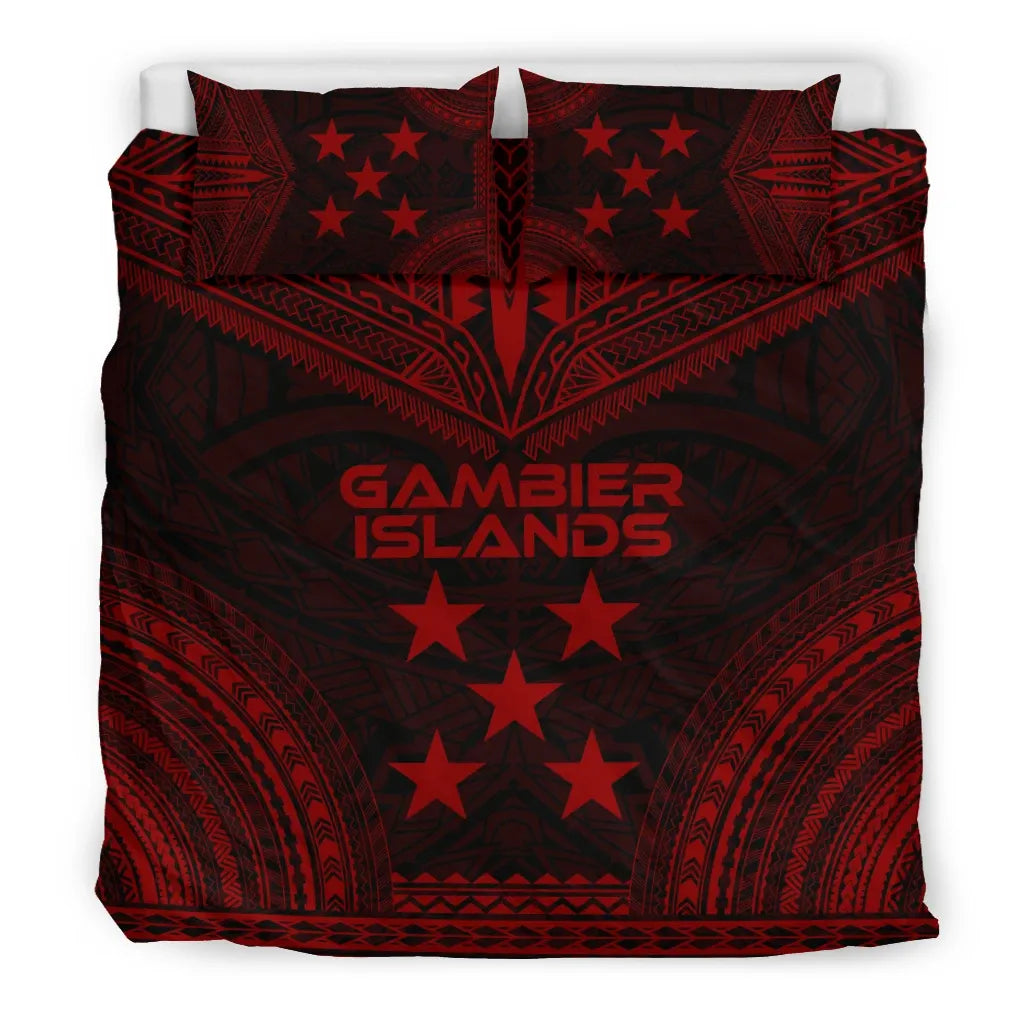 Gambier Islands Polynesian Chief Duvet Cover Set - Red Version
