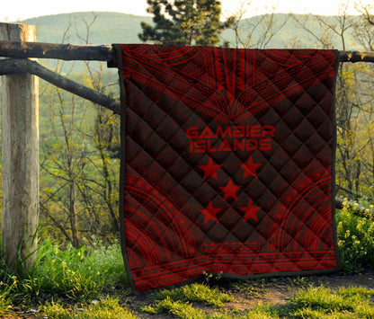 Gambier Islands Premium Quilt - Gambier Islands Flag Polynesian Chief Red Version