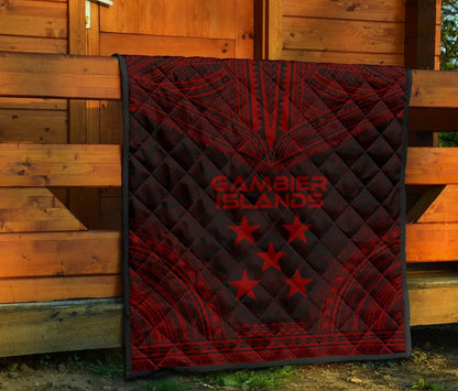 Gambier Islands Premium Quilt - Gambier Islands Flag Polynesian Chief Red Version