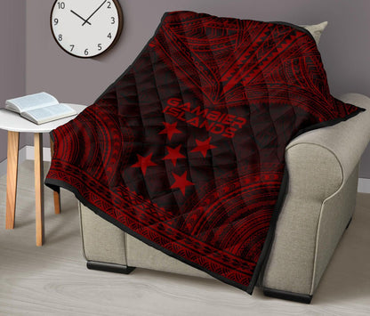 Gambier Islands Premium Quilt - Gambier Islands Flag Polynesian Chief Red Version