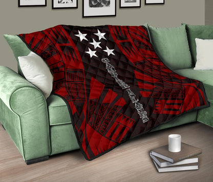 Gambier Islands Premium Quilt - Gambier Islands Flag Polynesian Red Tattoo