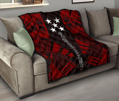 Gambier Islands Premium Quilt - Gambier Islands Flag Polynesian Red Tattoo