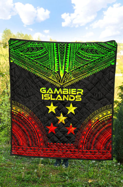 Gambier Islands Premium Quilt - Gambier Islands Flag Polynesian Chief Reggae Version