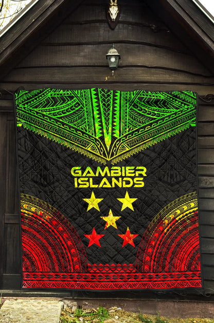 Gambier Islands Premium Quilt - Gambier Islands Flag Polynesian Chief Reggae Version