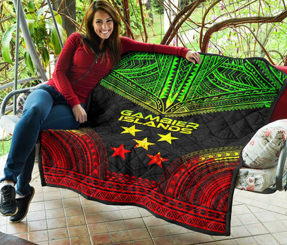 Gambier Islands Premium Quilt - Gambier Islands Flag Polynesian Chief Reggae Version