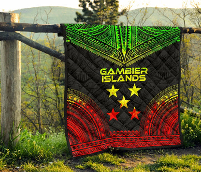Gambier Islands Premium Quilt - Gambier Islands Flag Polynesian Chief Reggae Version