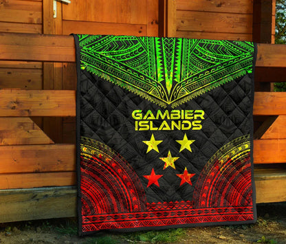 Gambier Islands Premium Quilt - Gambier Islands Flag Polynesian Chief Reggae Version