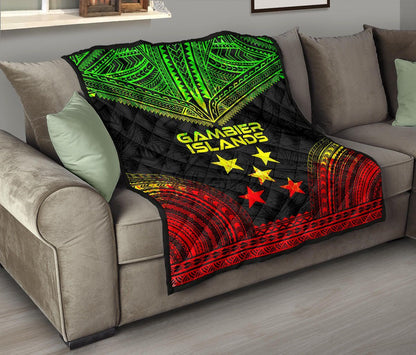 Gambier Islands Premium Quilt - Gambier Islands Flag Polynesian Chief Reggae Version