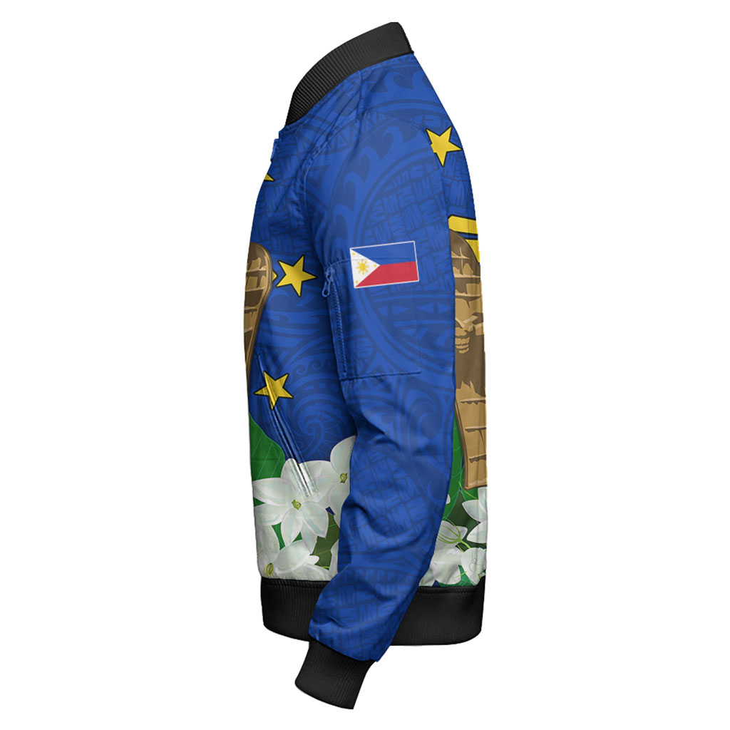 Philippines Filipinos Bomber Jacket Lapu-Lapu Hero With Sampaguita Flower