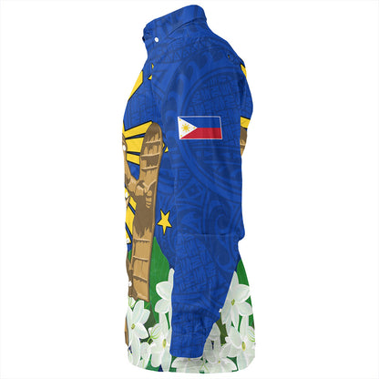 Philippines Filipinos Long Sleeve Shirt Lapu-Lapu Hero With Sampaguita Flower