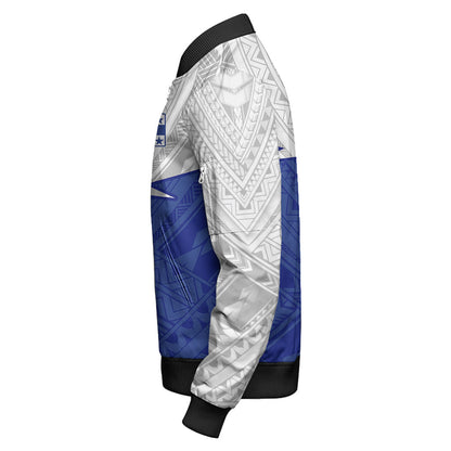 Gambier Islands Bomber Jacket Polynesian Tattoo Flag And Coat Of Arms
