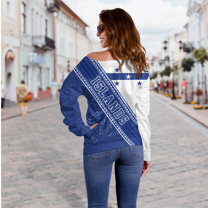Gambier Islands Off Shoulder Sweatshirt Flag And Coat Of Arms