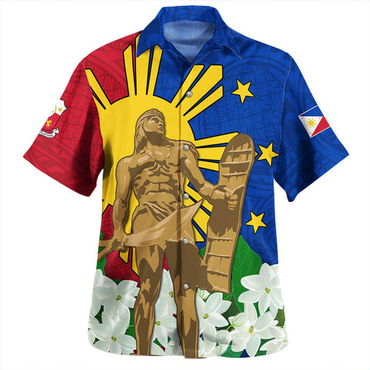 Philippines Filipinos Hawaiian Shirt Lapu-Lapu Hero With Sampaguita Flower