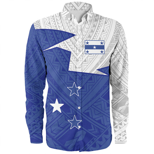 Gambier Islands Long Sleeve Shirt Polynesian Tattoo Flag And Coat Of Arms