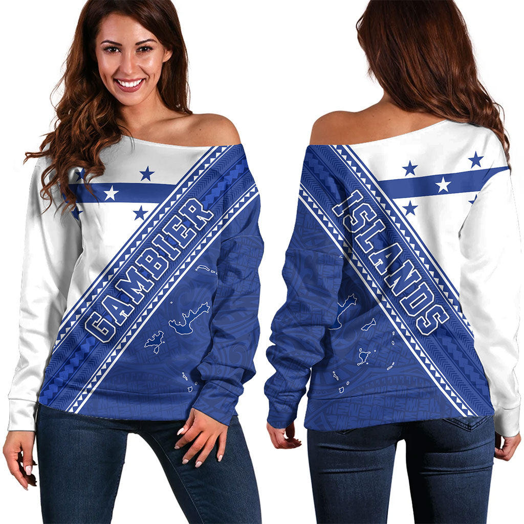 Gambier Islands Off Shoulder Sweatshirt Flag And Coat Of Arms