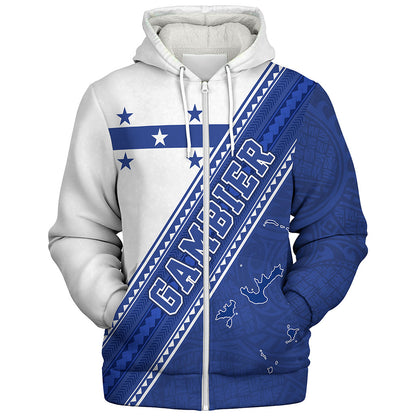 Gambier Islands Sherpa Hoodie Flag And Coat Of Arms