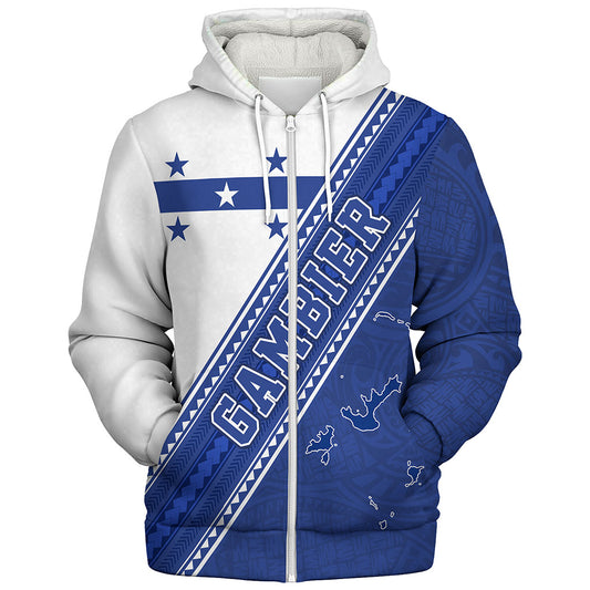 Gambier Islands Sherpa Hoodie Flag And Coat Of Arms