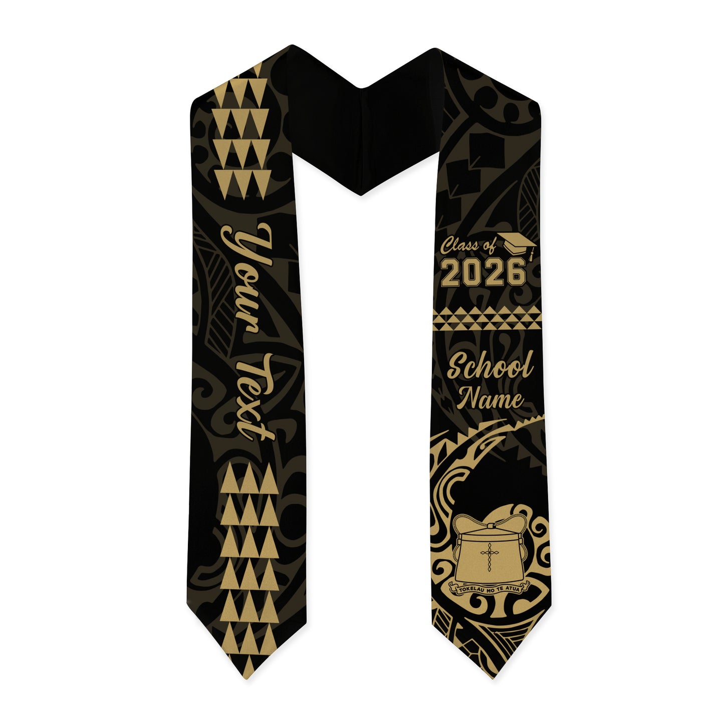 Tokelau Graduation Stole Custom Class 2026 Tribal Kakau Style