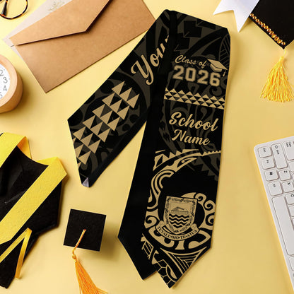 Tuvalu Graduation Stole Custom Class 2026 Tribal Kakau Style