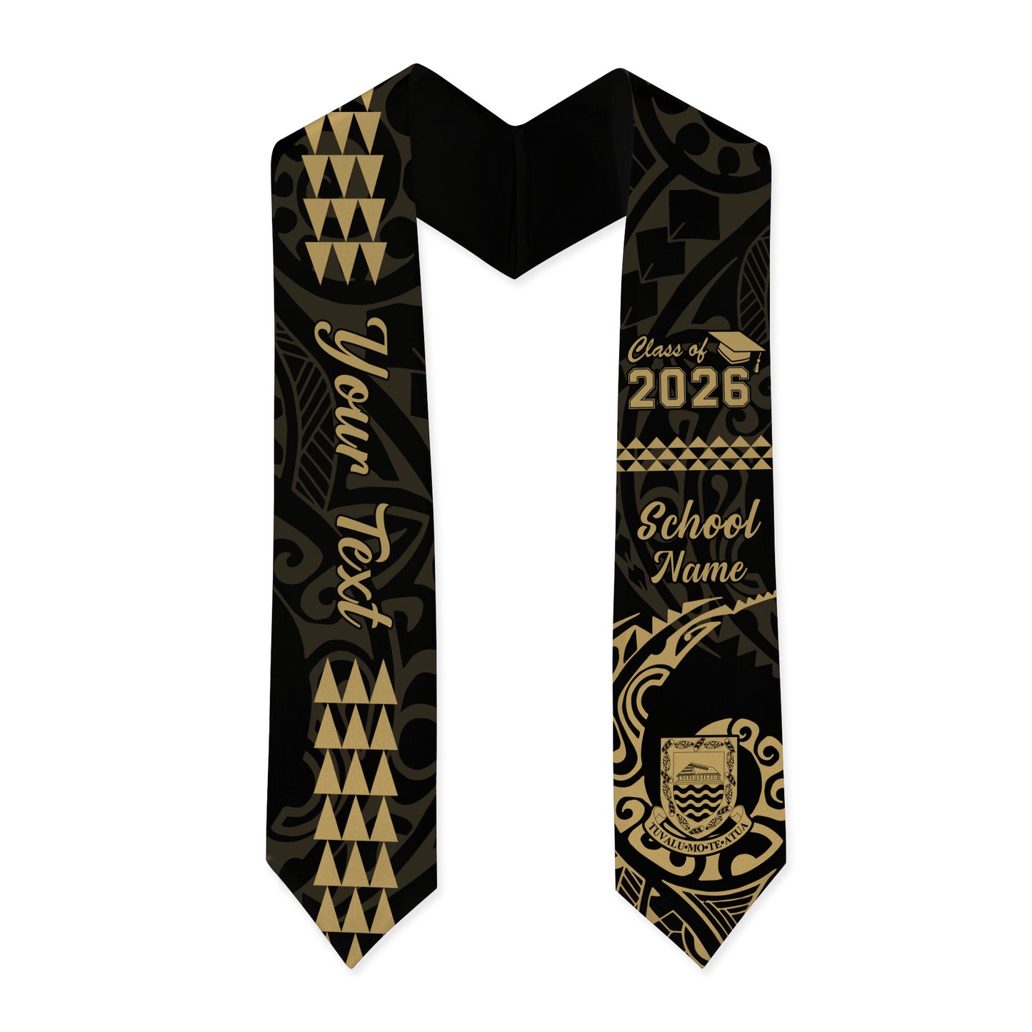 Tuvalu Graduation Stole Custom Class 2026 Tribal Kakau Style