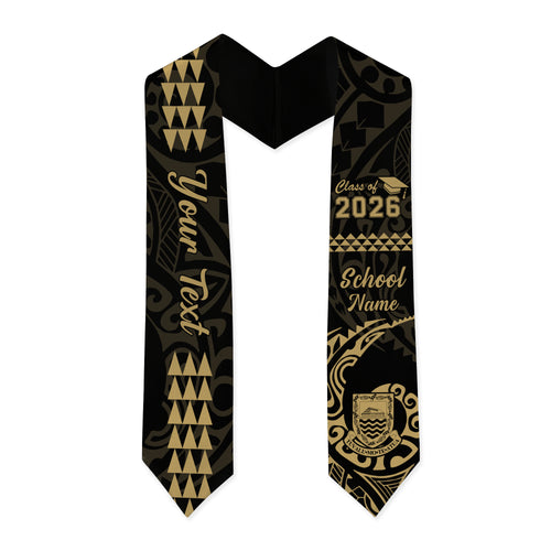 Tuvalu Graduation Stole Custom Class 2026 Tribal Kakau Style