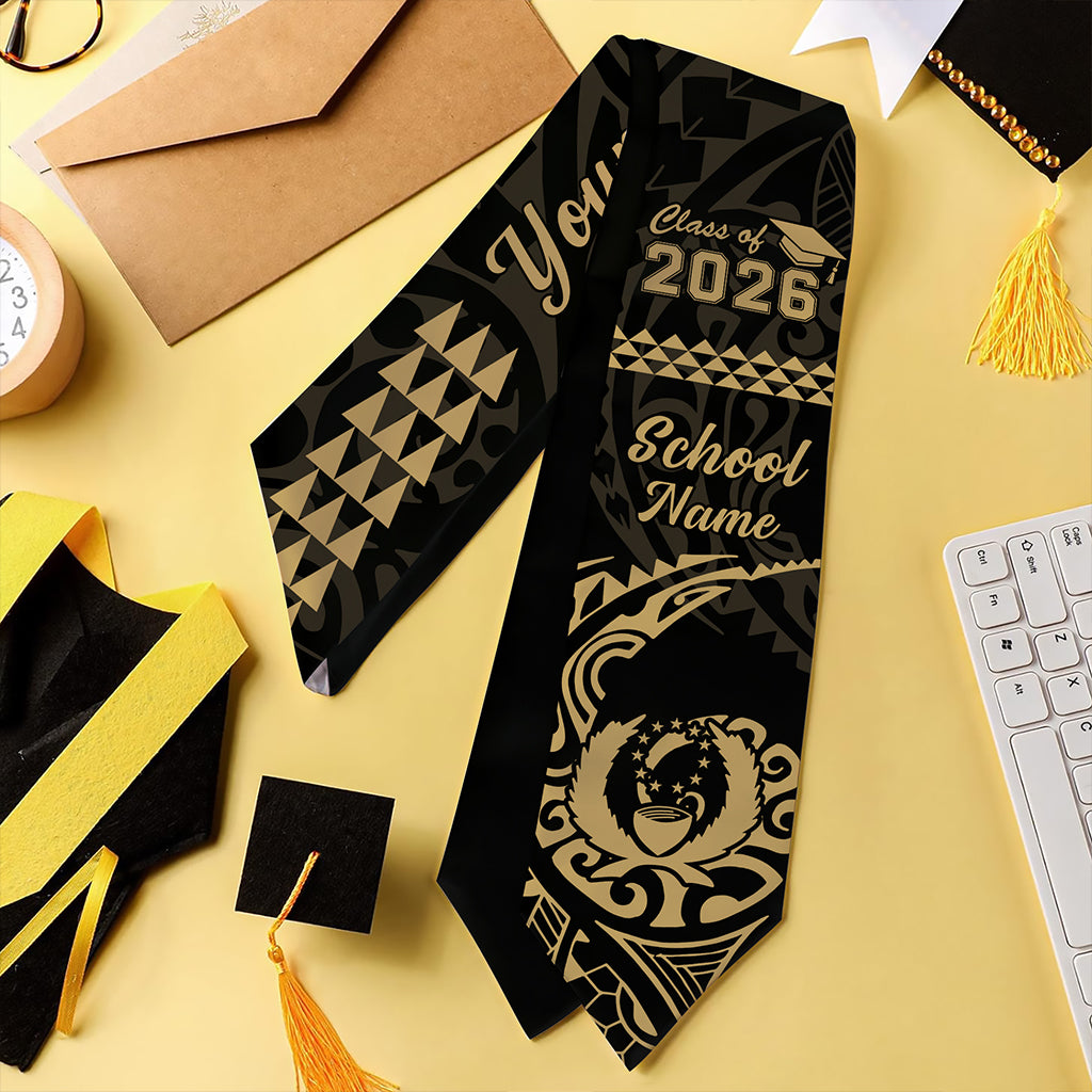 Pohnpei State Graduation Stole Custom Class 2026 Tribal Kakau Style