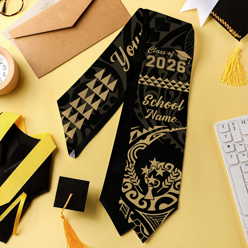 Kosrae Graduation Stole Custom Class 2026 Tribal Kakau Style