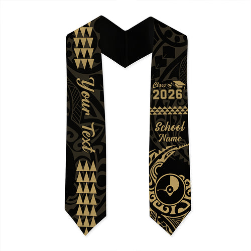 Yap State Graduation Stole Custom Class 2026 Tribal Kakau Style