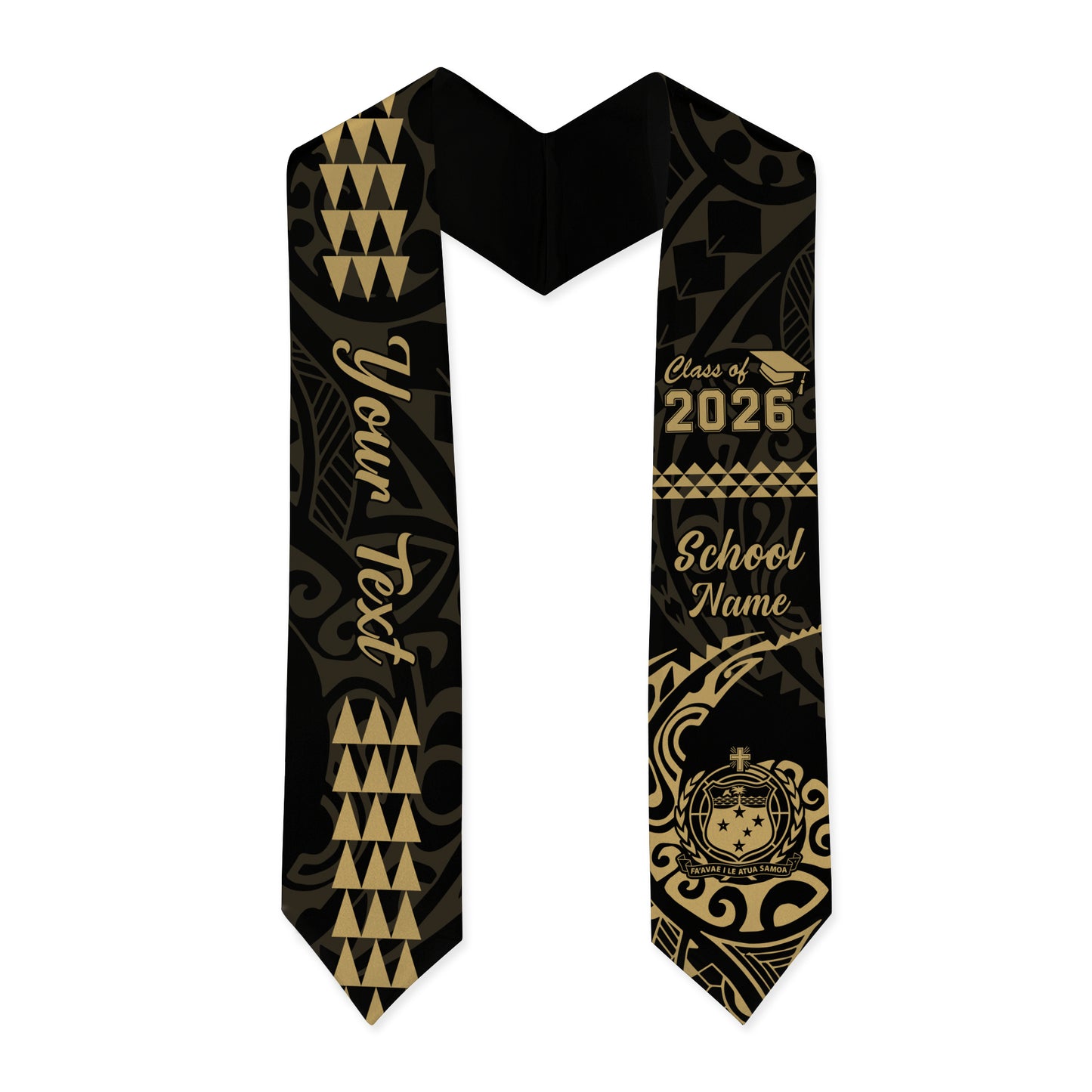 Samoa Graduation Stole Custom Class 2026 Coat Of Arms Kakau Style