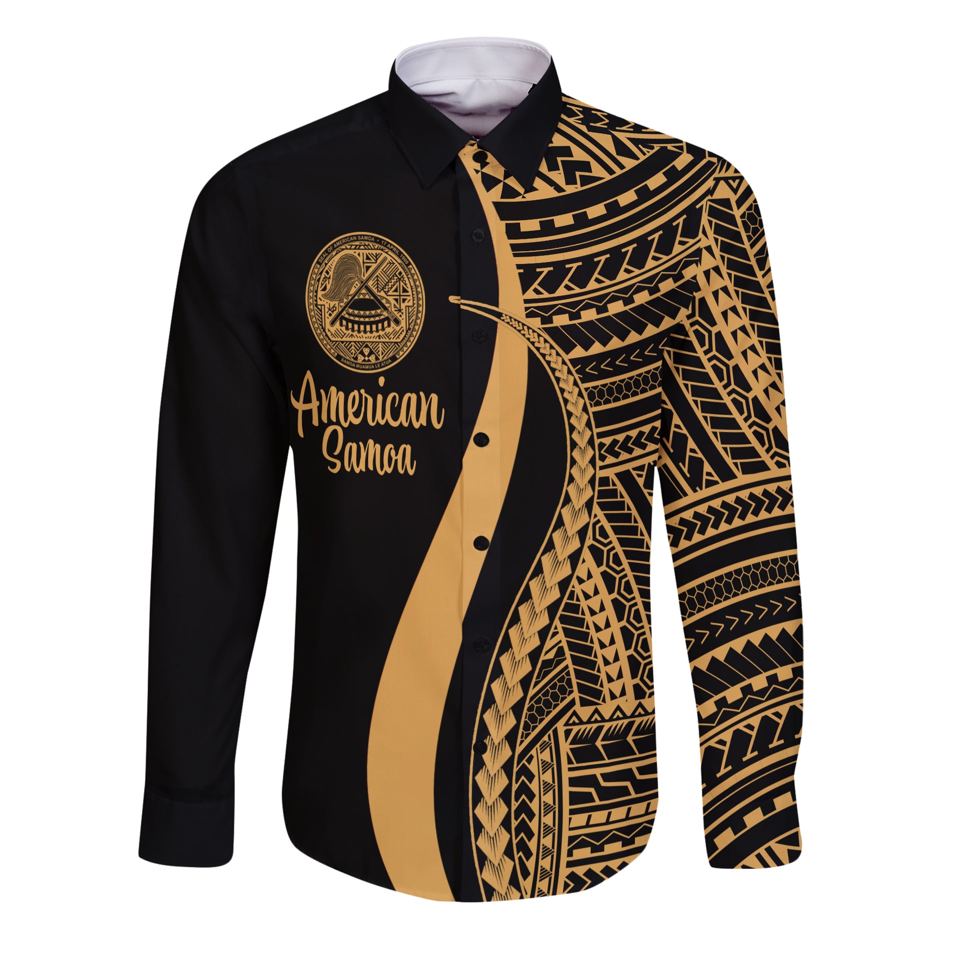 American Samoa Long Sleeve Shirt - Polynesian Tentacle Tribal Pattern