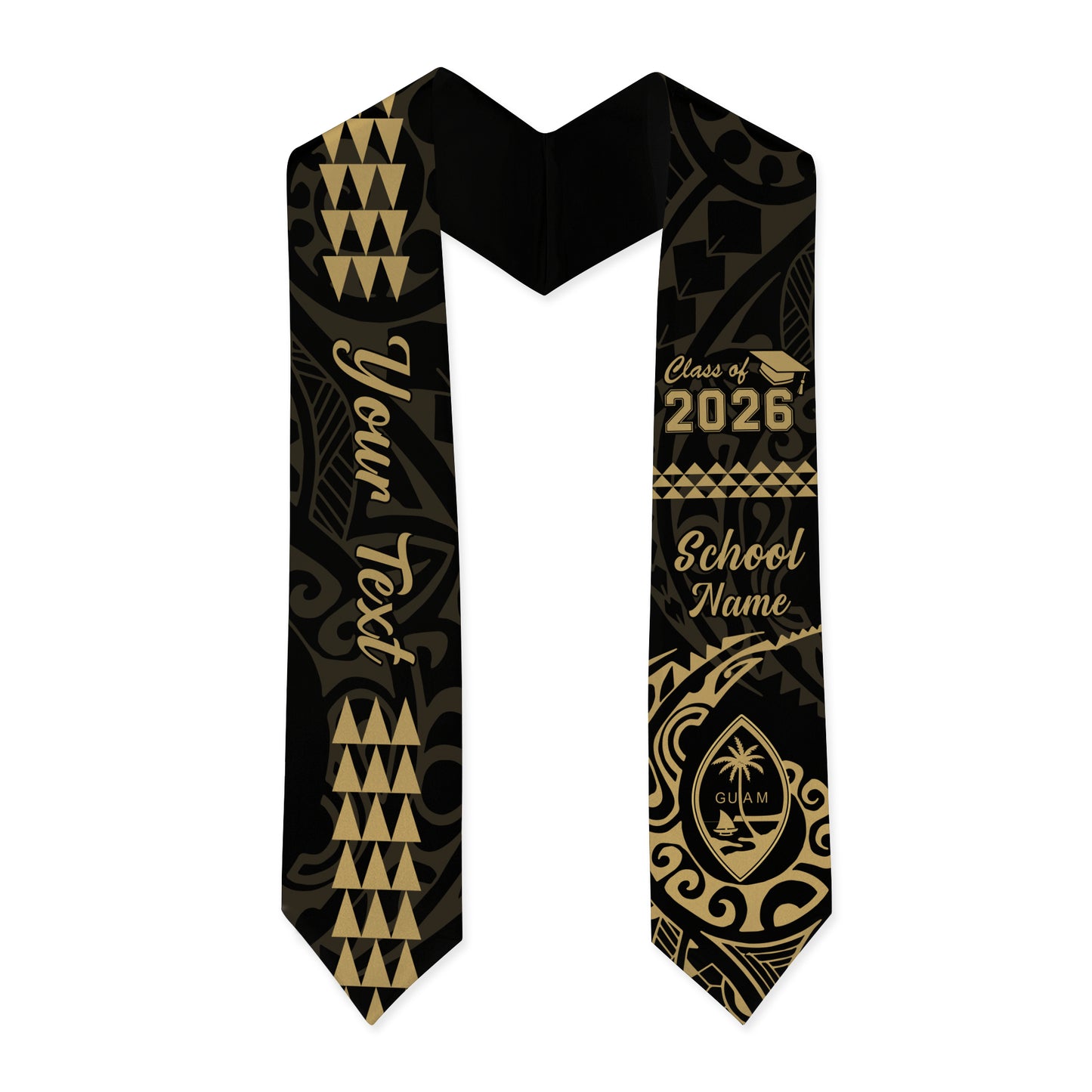 Guam Graduation Stole Custom Class 2026 Coat Of Arms Kakau Style