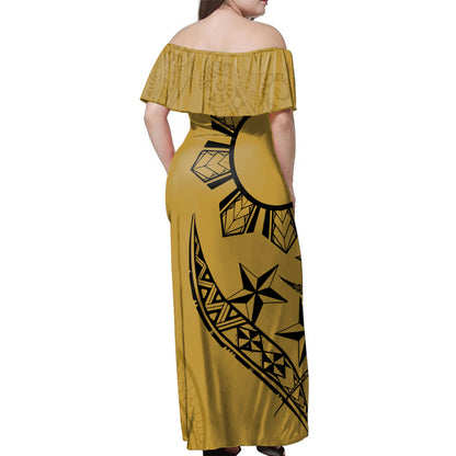 Philippines Combo Dress And Shirt Tribal Sun In My Heart Gold