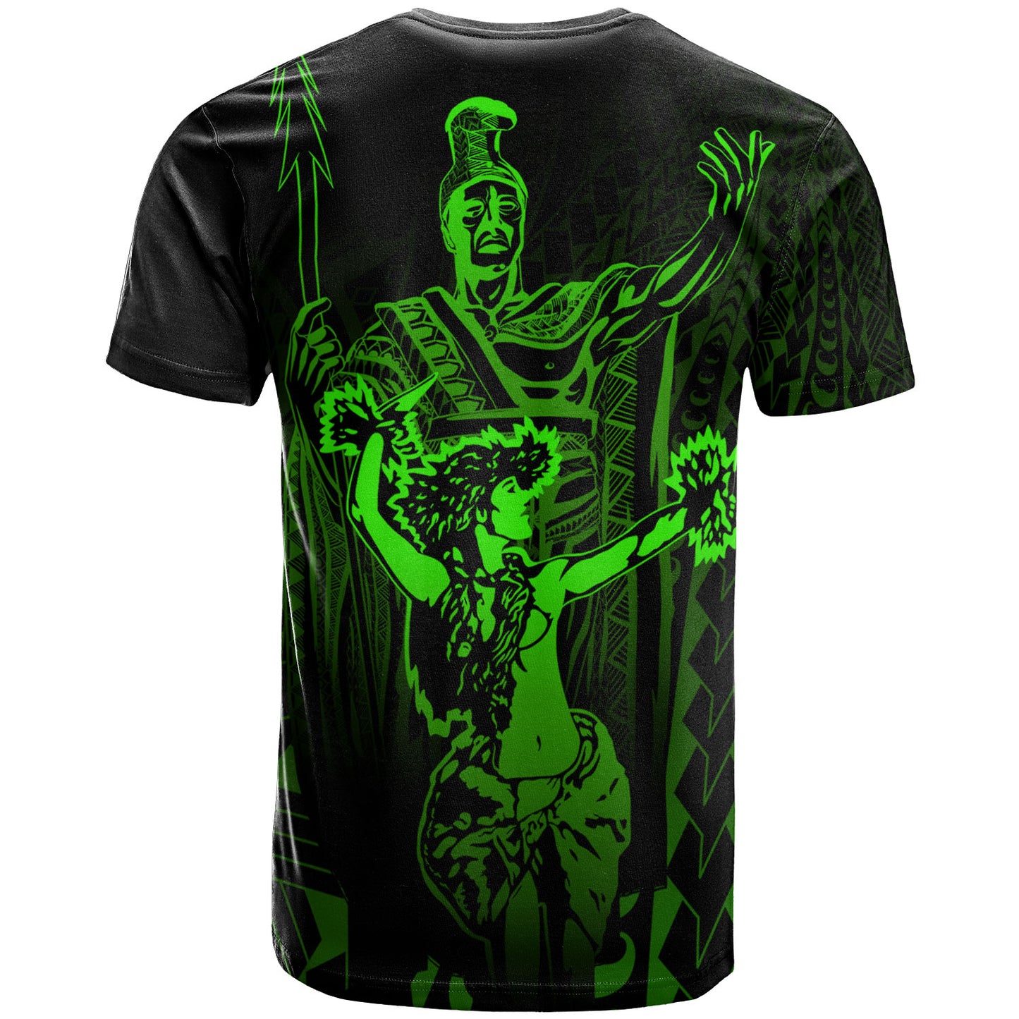 Hawaii T-Shirt - King Of Hawaii With Hawaiian Girls Green Version