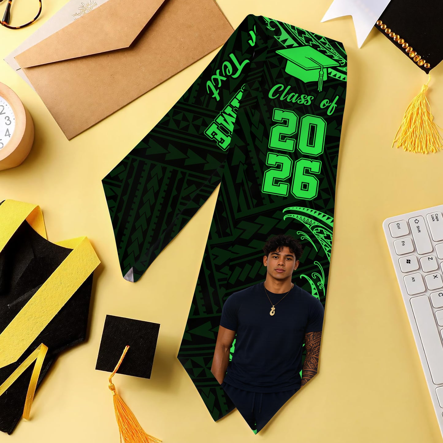 Hawaii Graduation Stole Custom Class 2026 Tribal Wave