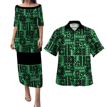 Samoa Combo Puletasi And Shirt Siapo Design Tribal Pattern