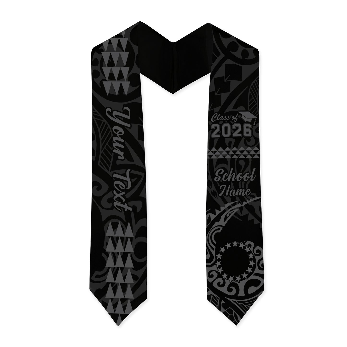 Cook Islands Graduation Stole Custom Class 2026 Tribal Kakau Style