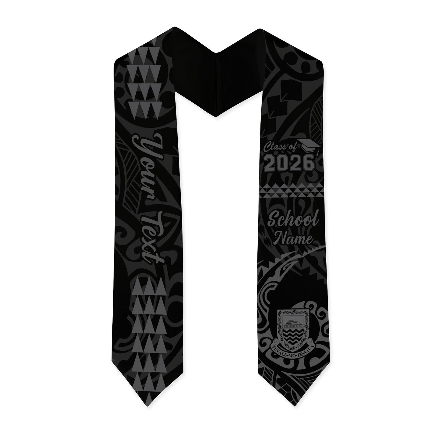 Tuvalu Graduation Stole Custom Class 2026 Tribal Kakau Style