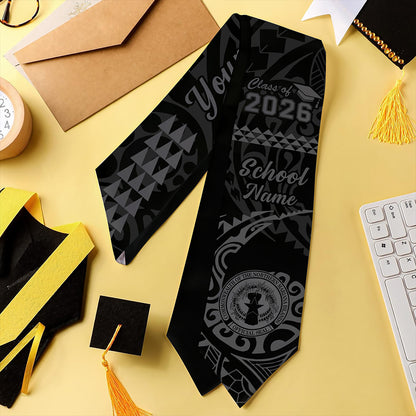 Northern Mariana Islands Graduation Stole Custom Class 2026 Tribal Kakau Style
