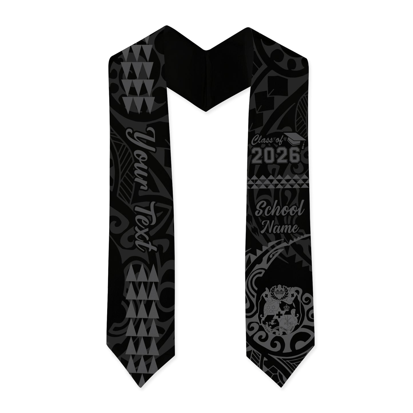 Tonga Graduation Stole Custom Class 2026 Coat Of Arms Kakau Style