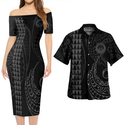 Federated States Of Micronesia Combo Short Sleeve Dress And Shirt Kakau Style Grey