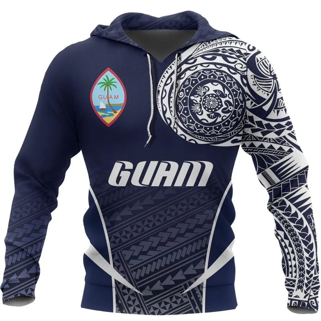 Guam Active Special Hoodie - Guam Flag Polynesian Tattoo