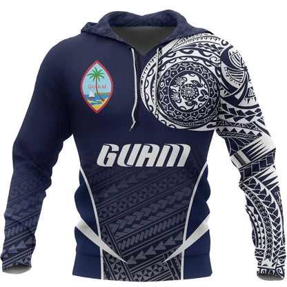 Guam Active Special Hoodie - Guam Flag Polynesian Tattoo