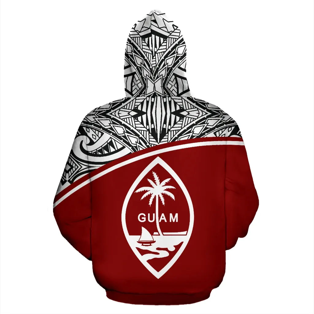 Guam All Over Custom Personalised Hoodie - Red Curve