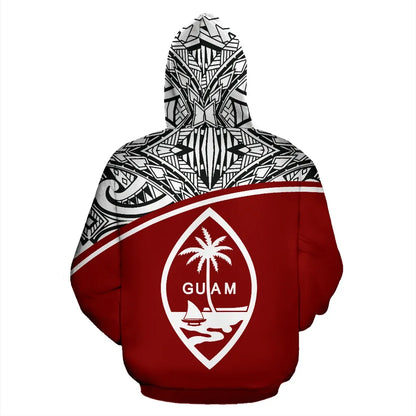 Guam All Over Custom Personalised Hoodie - Red Curve