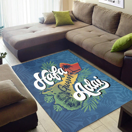 Guam Area Rug - Hafa Adai With Map
