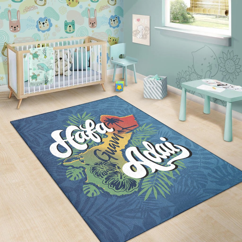 Guam Area Rug - Hafa Adai With Map