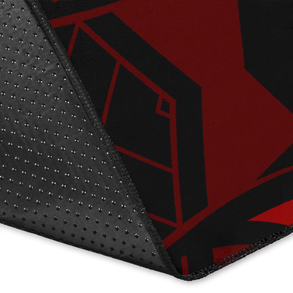 Guam Area Rug - Polynesian Hook And Hibiscus (Red)