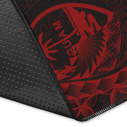 Guam Area Rug - Polynesian Pattern Style Red Color